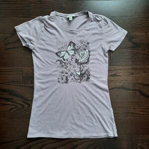 Women's Lavender Butterfly Graphic Tee